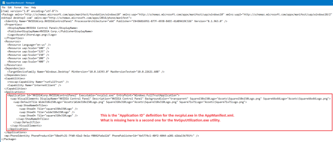 NVIDIA AppxManifest.xml