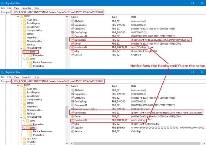 Registry Instance ID 0000 and 0001 After