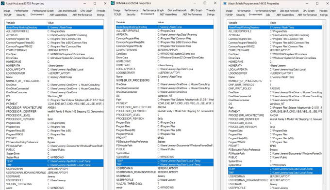 Alastri Programs with AlastriTempWorkingDirectory variable set